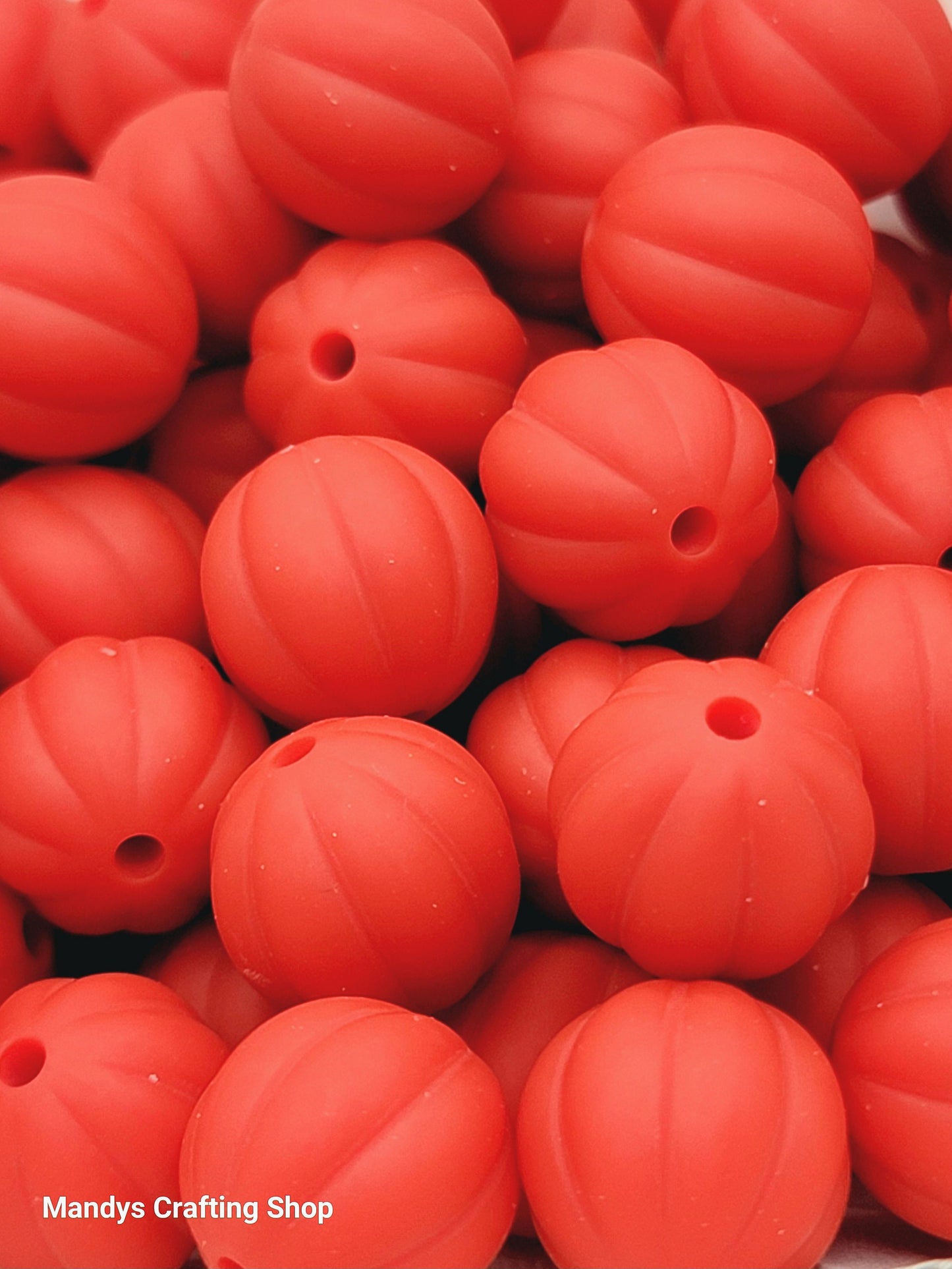 12mm Ribbed Round Silicone Beads – Pumpkin Style Spacer Beads (Set of 10)