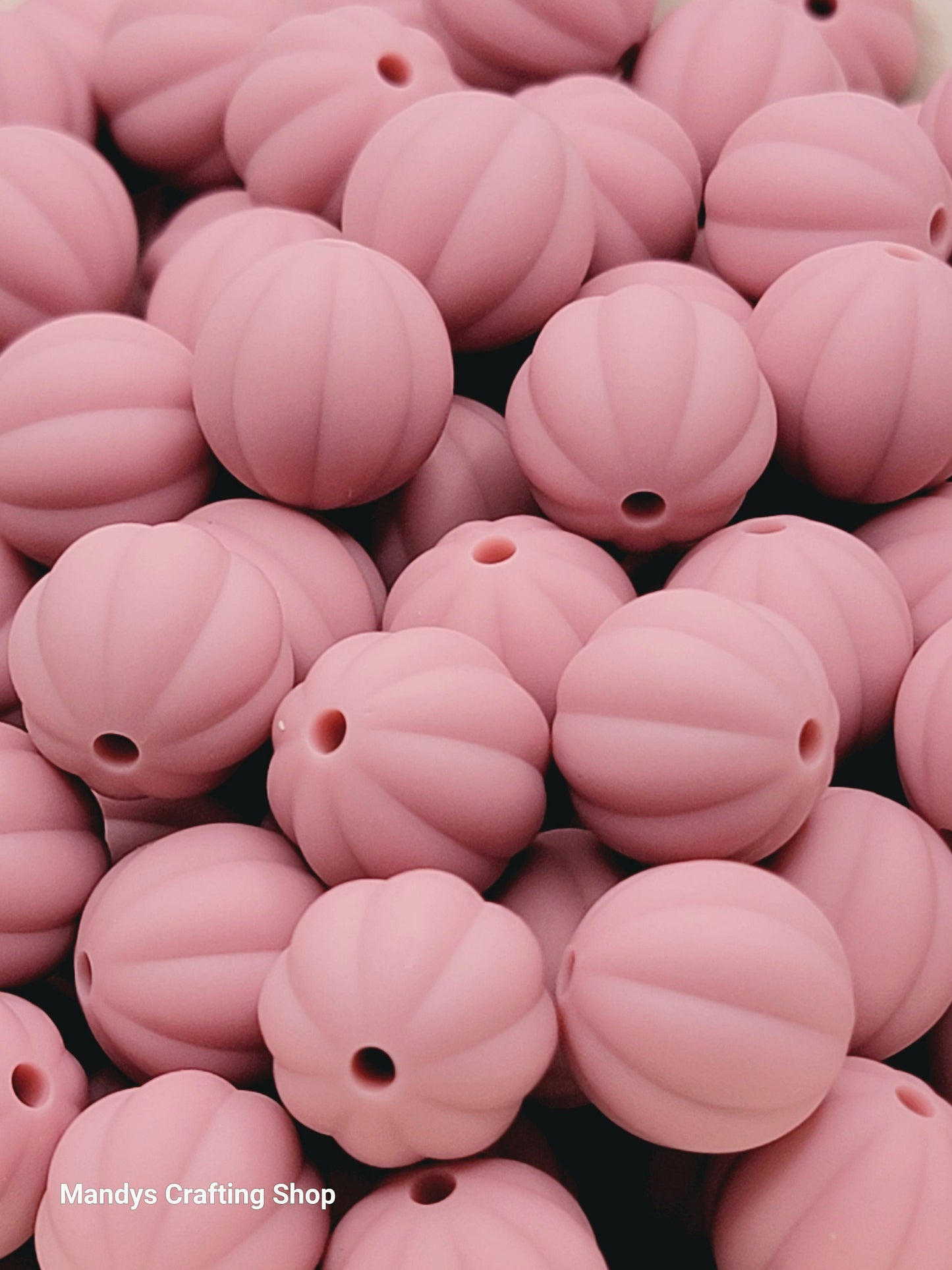 12mm Ribbed Round Silicone Beads – Pumpkin Style Spacer Beads (Set of 10)