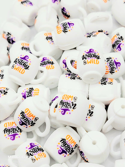 Witchy & Wild Halloween Silicone Focal Bead – 3D Spooky Cup Bead for Pens & Crafts (Set of 1, 2 or 5)