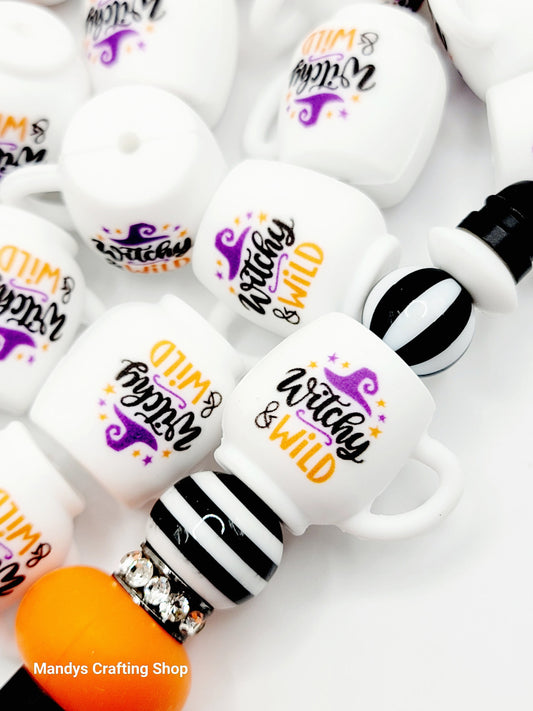 Witchy & Wild Halloween Silicone Focal Bead – 3D Spooky Cup Bead for Pens & Crafts (Set of 1, 2 or 5)