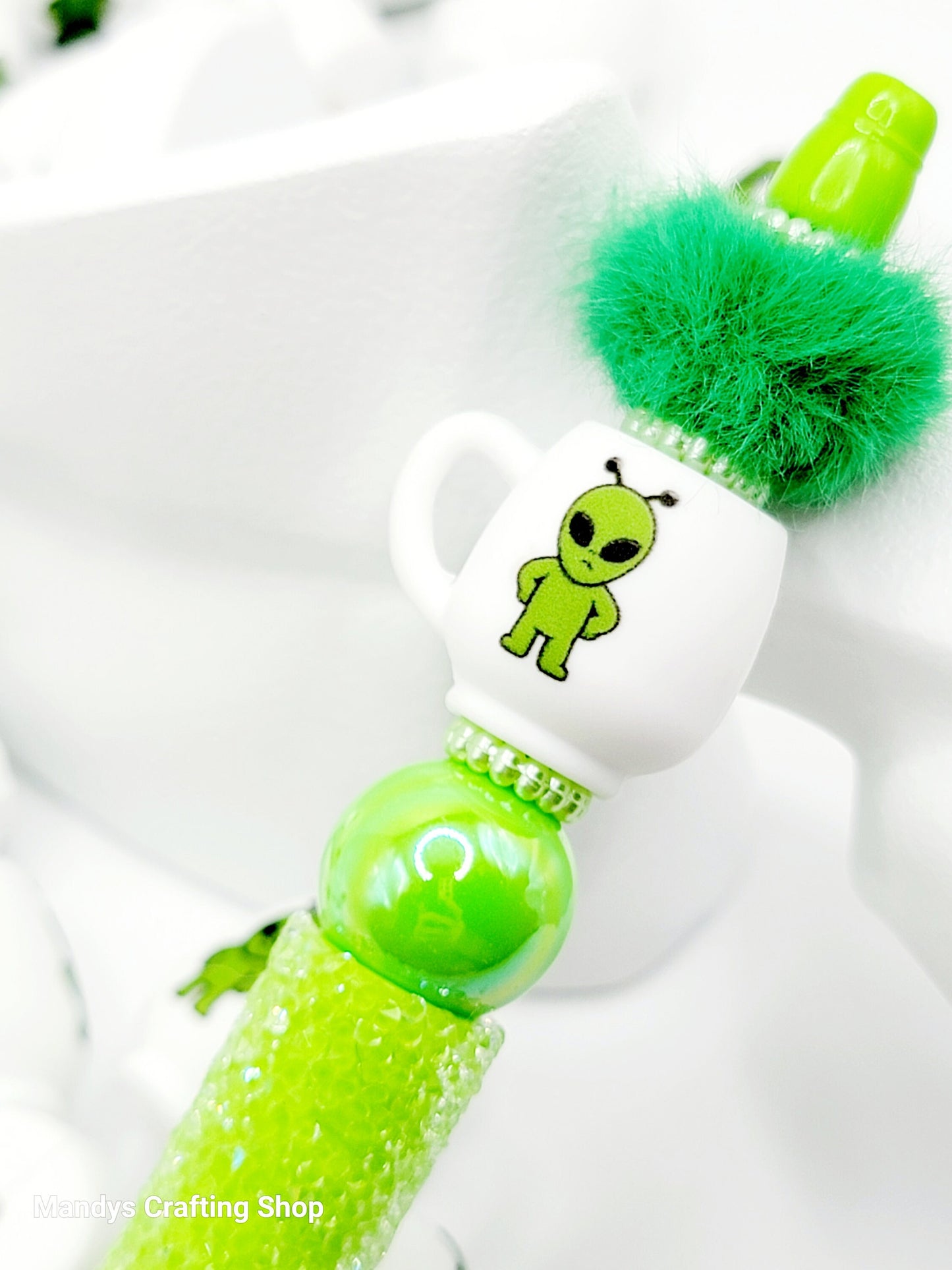 Alien Coffee 3D Cup Silicone Focal Bead – Funny Alien Pen & Keychain Bead (Set of 1, 2 or 5)