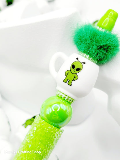 Alien Coffee 3D Cup Silicone Focal Bead – Funny Alien Pen & Keychain Bead (Set of 1, 2 or 5)