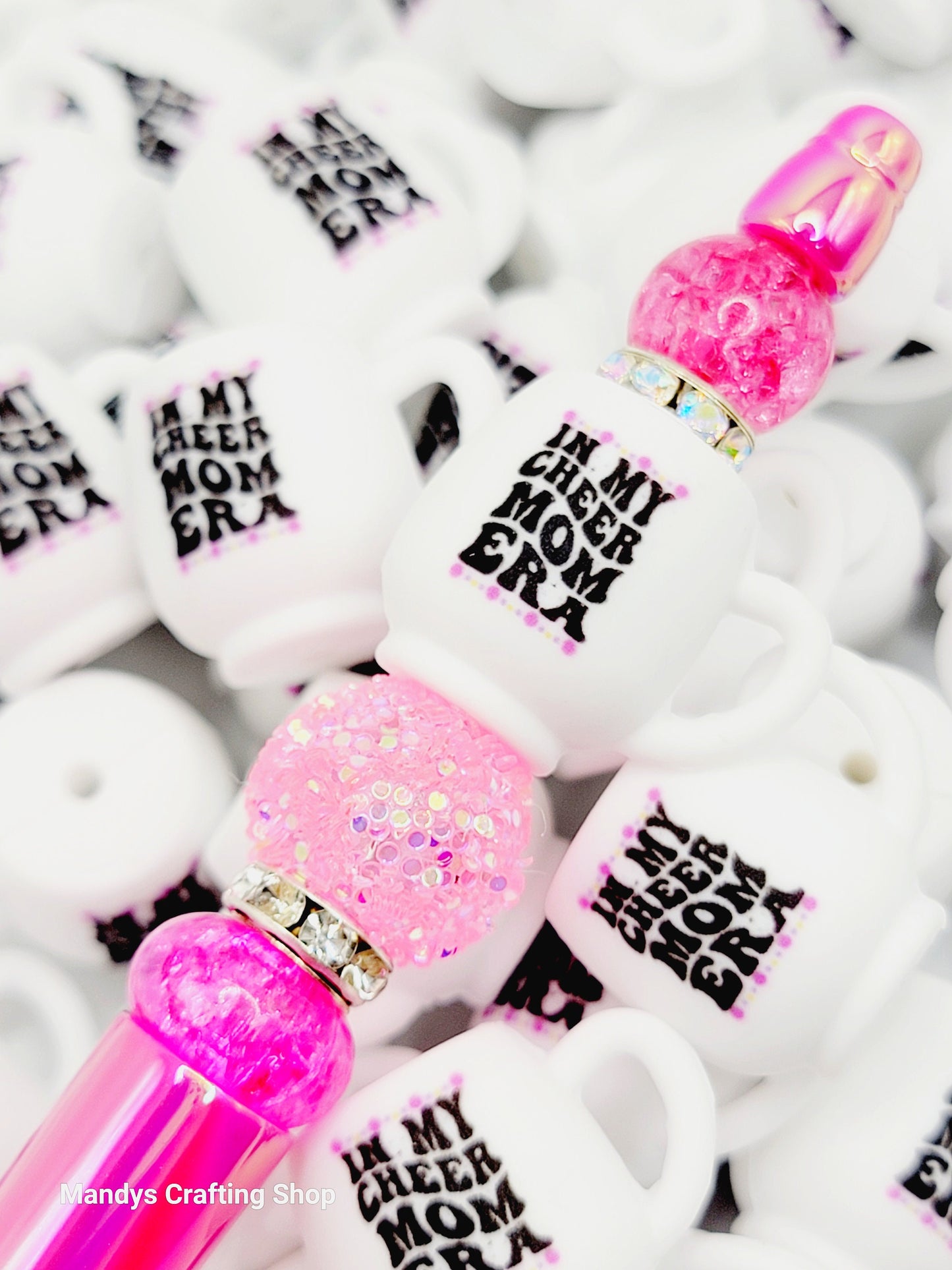 Cheer Mom Era Cup Focal Bead – Cheerleading 3D Pen & Keychain Bead (Set of 1, 2 or 5)