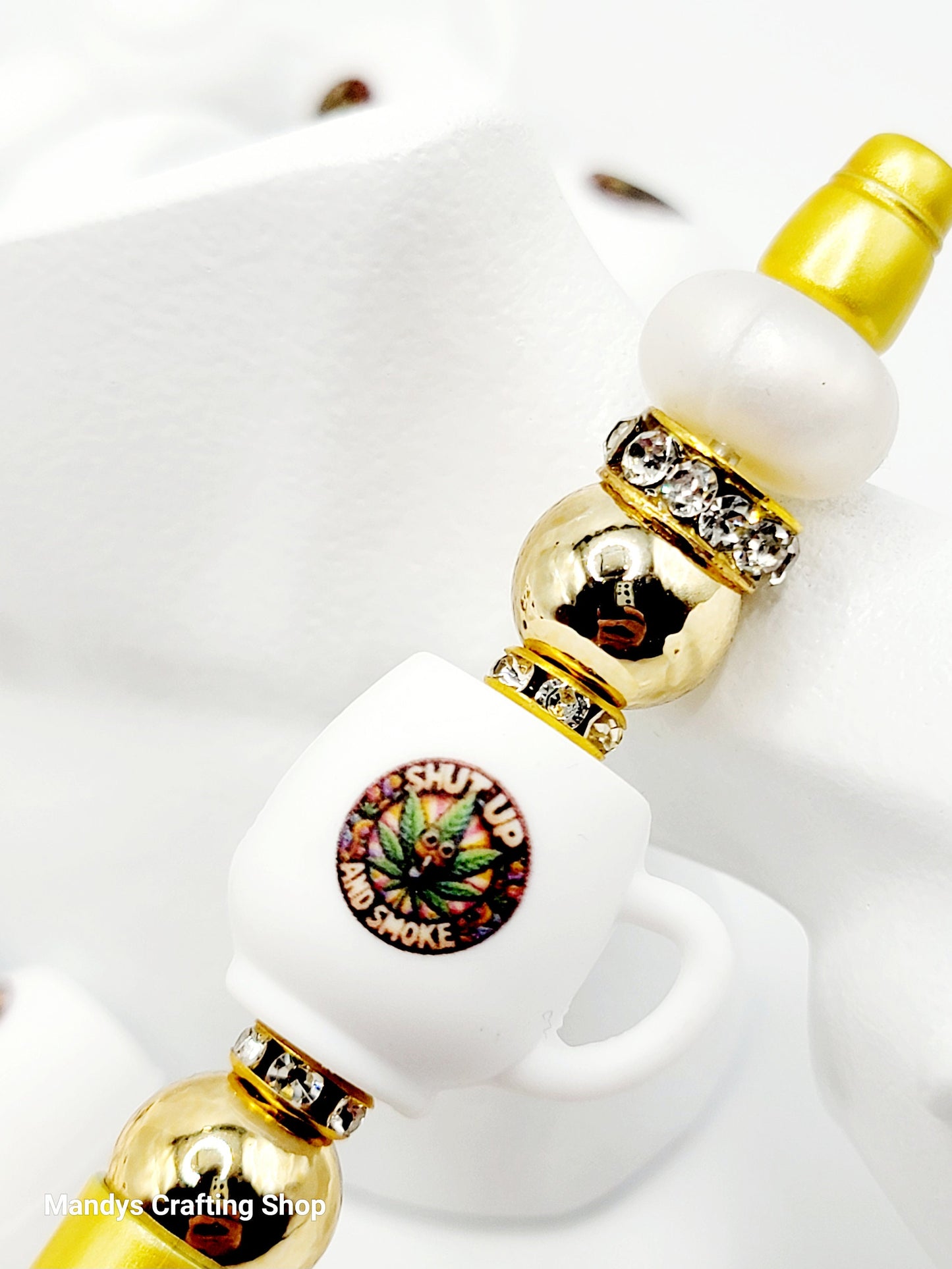 Shut Up and Smoke Coffee Cup 3D Silicone Focal Bead – Funny 420 Pen Bead (Set of 1, 2 or 5)