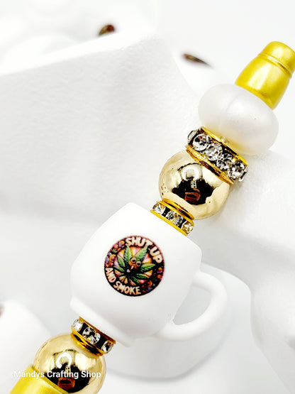 Shut Up and Smoke Coffee Cup 3D Silicone Focal Bead – Funny 420 Pen Bead (Set of 1, 2 or 5)