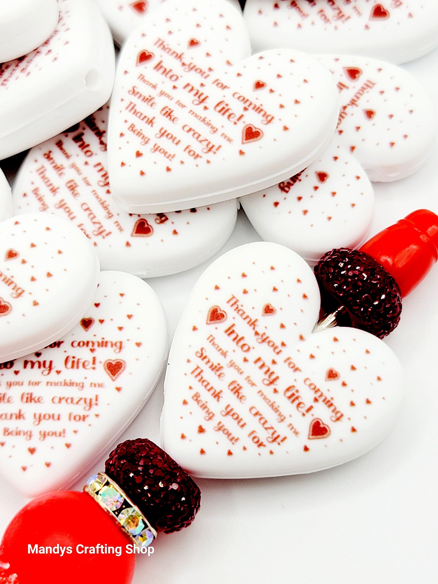 Thank You For Being You Heart Focal Bead – Printed Silicone Best Friend Pen Bead