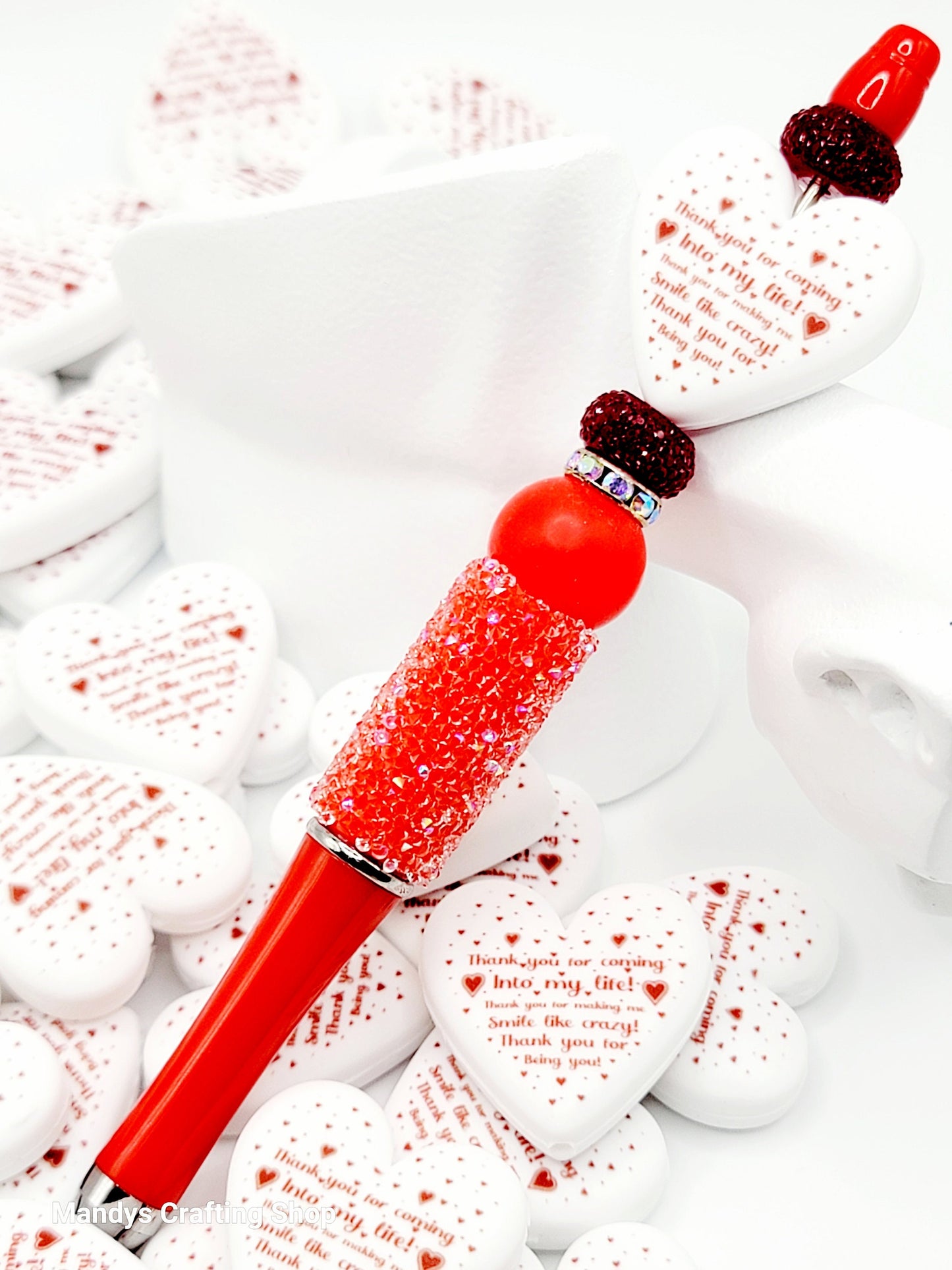 Thank You For Being You Heart Focal Bead – Printed Silicone Best Friend Pen Bead