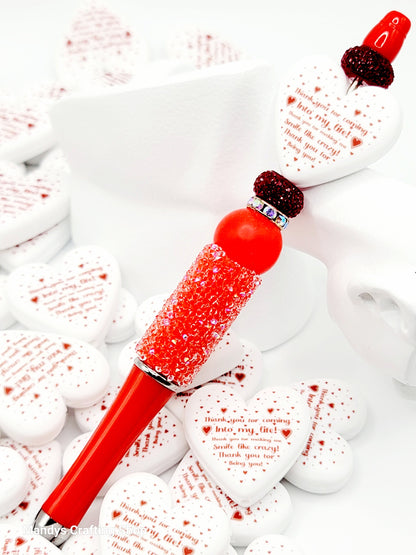 Thank You For Being You Heart Focal Bead – Printed Silicone Best Friend Pen Bead