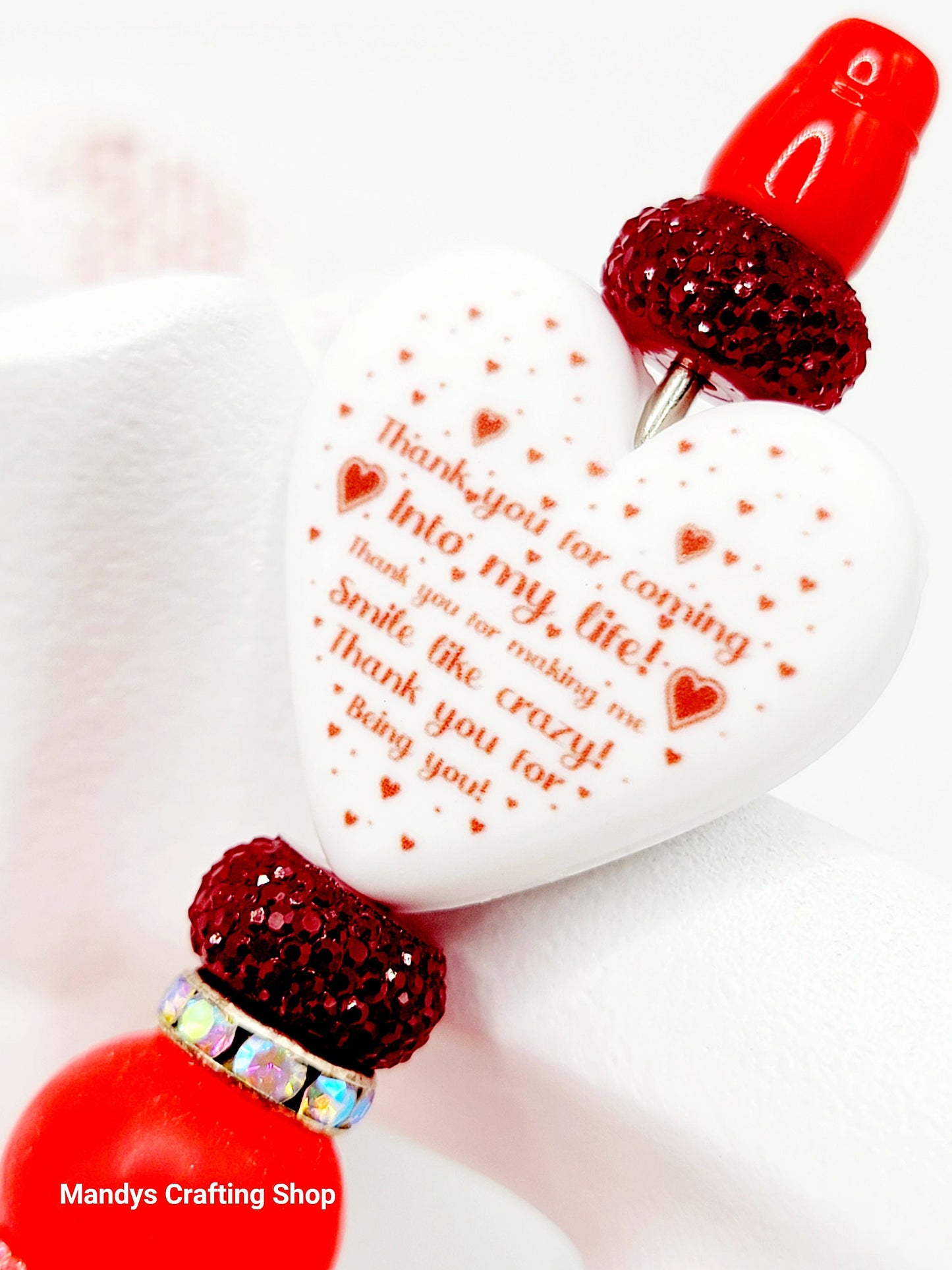 Thank You For Being You Heart Focal Bead – Printed Silicone Best Friend Pen Bead
