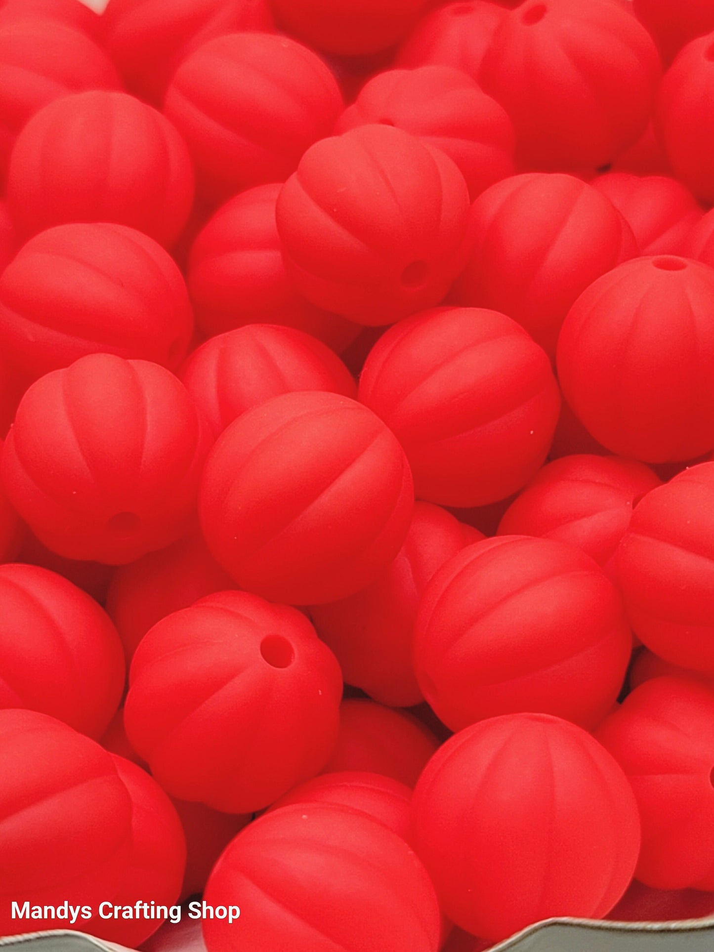 12mm Ribbed Round Silicone Beads – Pumpkin Style Spacer Beads (Set of 10)