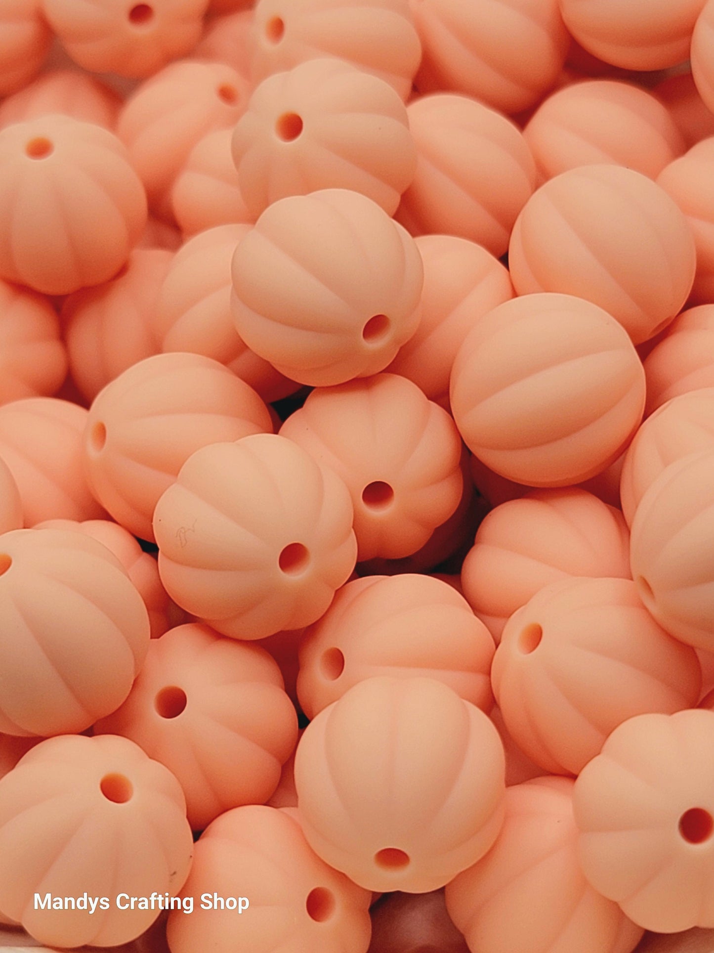 12mm Ribbed Round Silicone Beads – Pumpkin Style Spacer Beads (Set of 10)