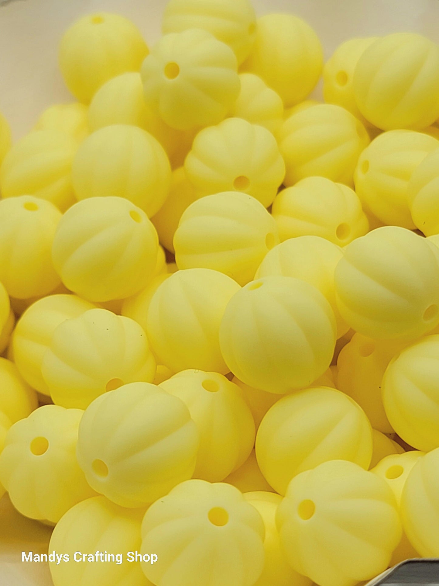 12mm Ribbed Round Silicone Beads – Pumpkin Style Spacer Beads (Set of 10)