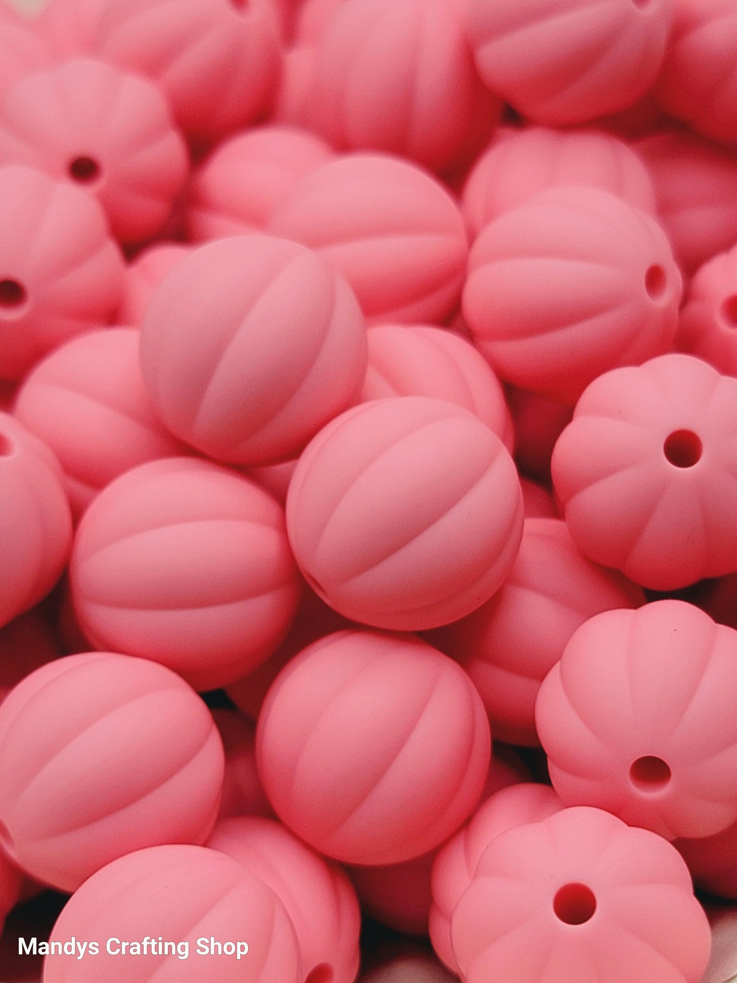 12mm Ribbed Round Silicone Beads – Pumpkin Style Spacer Beads (Set of 10)