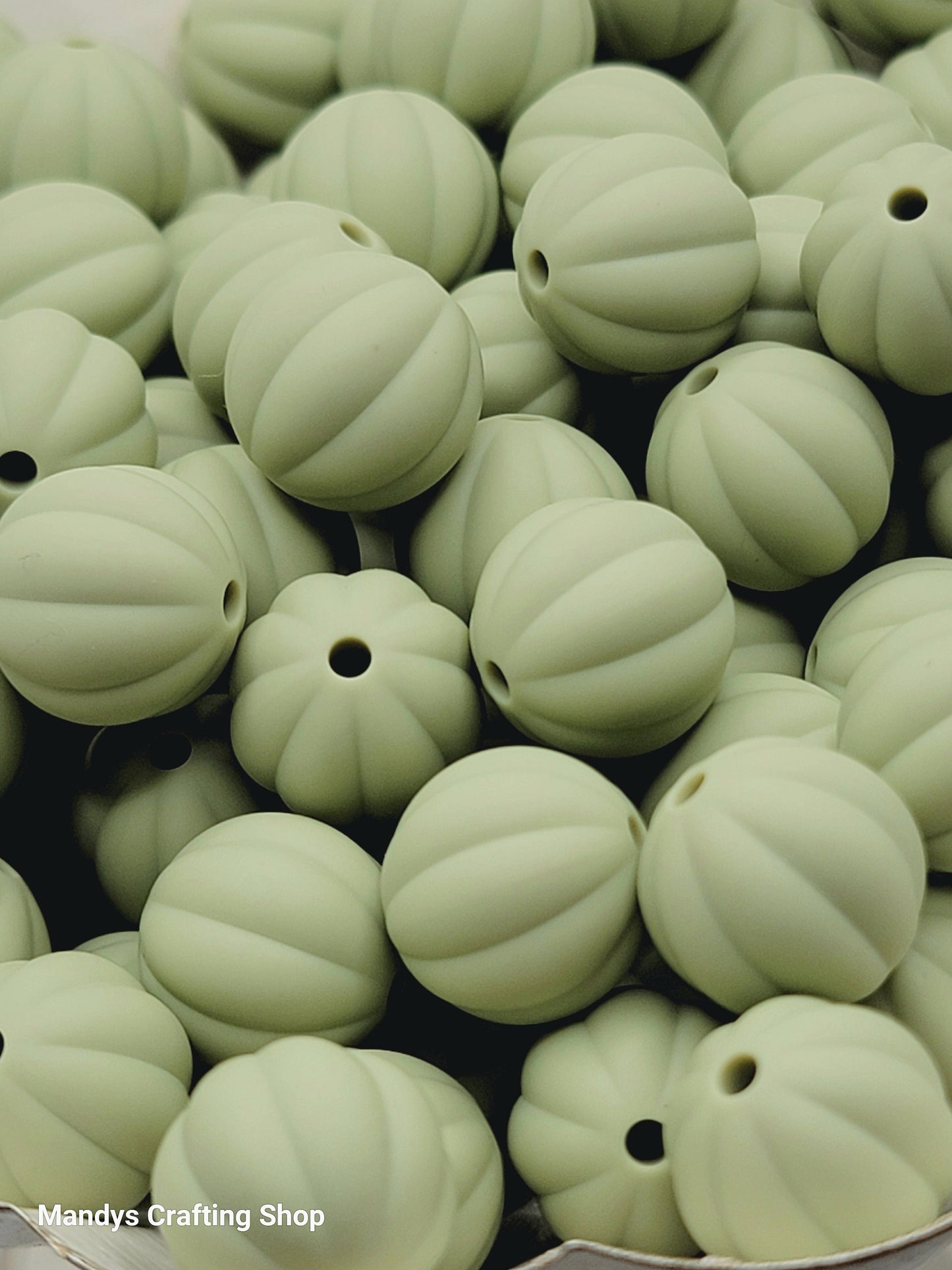 12mm Ribbed Round Silicone Beads – Pumpkin Style Spacer Beads (Set of 10)