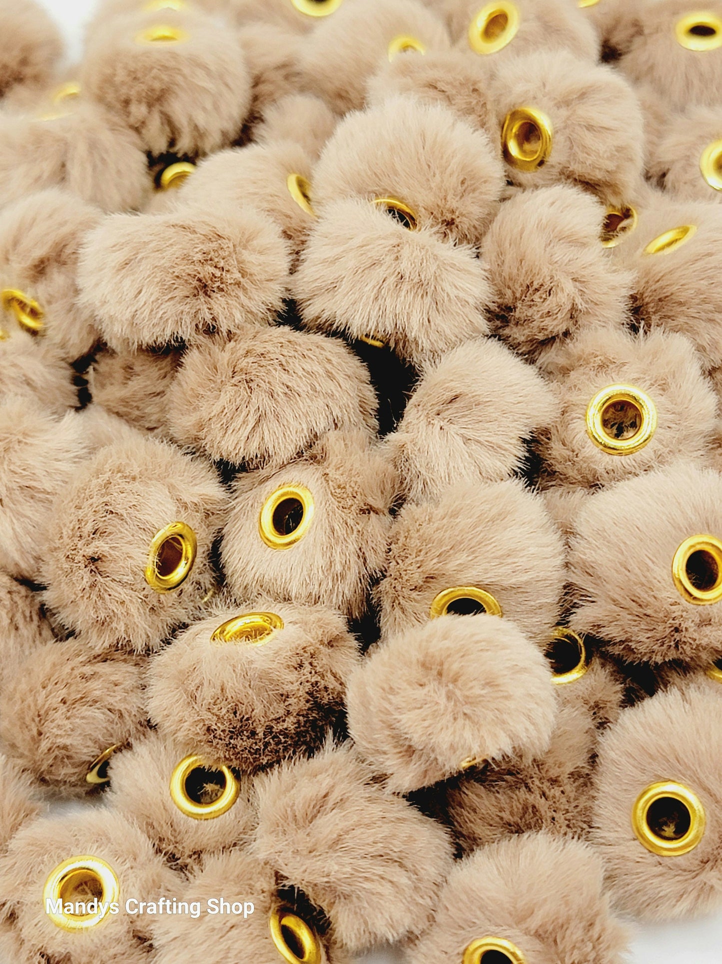 Dark Brown Faux Fur Beads – Fuzzy Pom Pom Spacer Beads for Pens, Keychains & DIY Crafts (Set of 10)