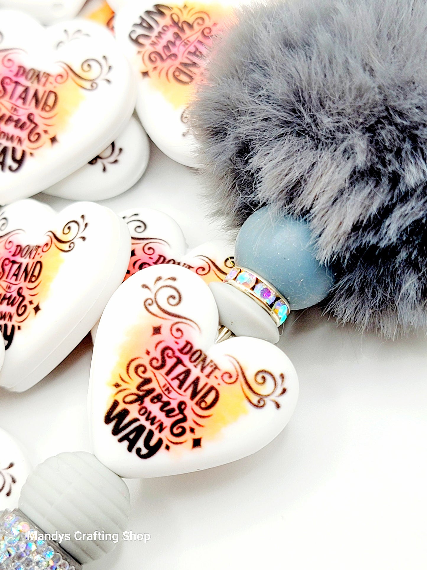 Don’t Stand In Your Way Heart Focal Bead – Inspirational Printed Silicone Pen Bead (Set of 2)