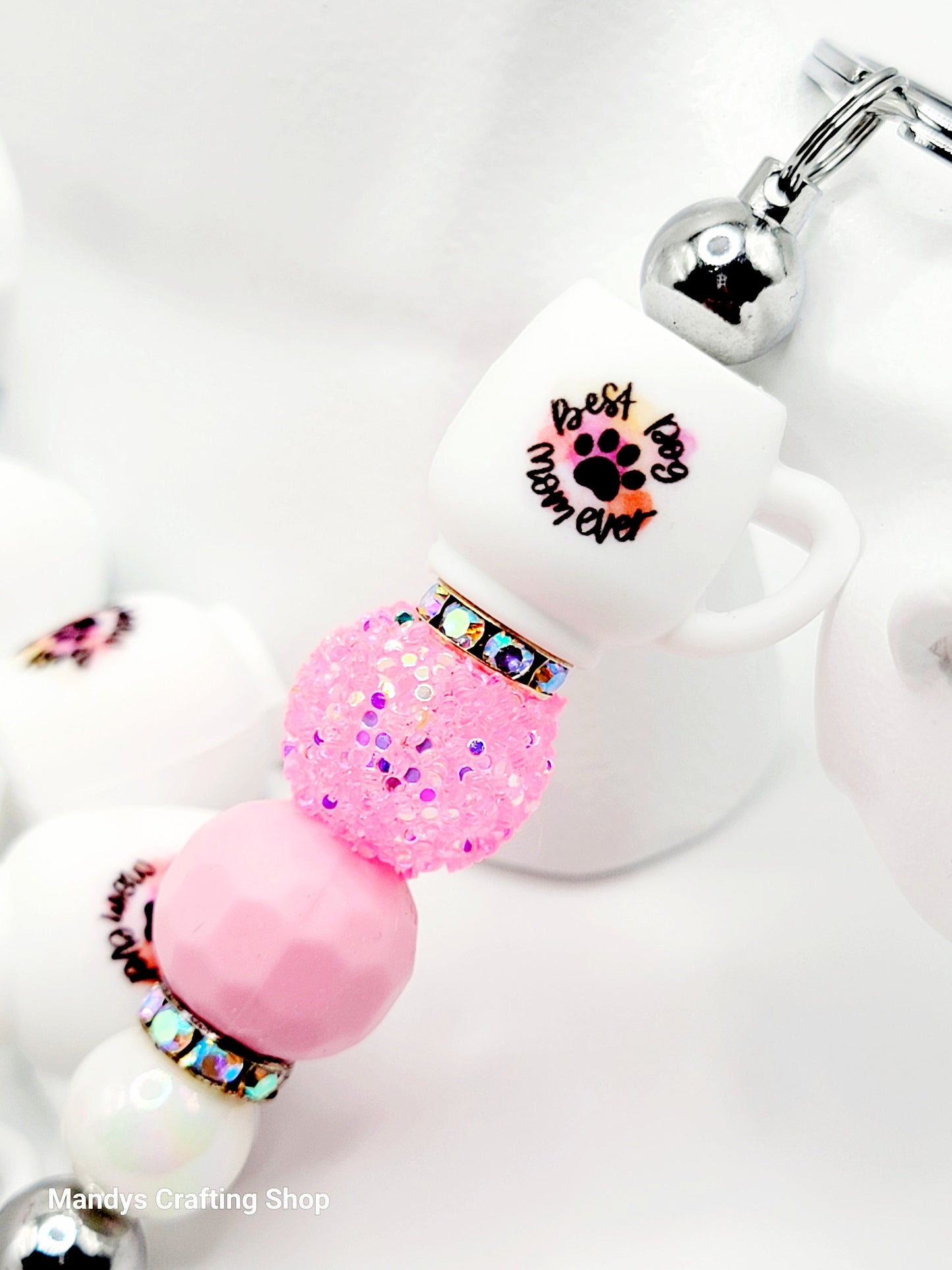 Best Dog Mom 3D Cup Silicone Focal Bead – Pawprint 3D Pen & Keychain Bead (Set of 1, 2 or 5)
