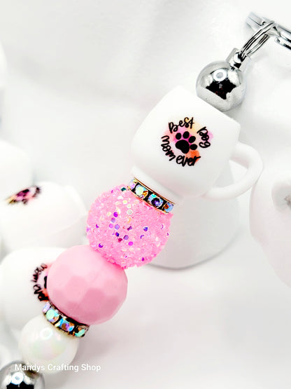 Best Dog Mom 3D Cup Silicone Focal Bead – Pawprint 3D Pen & Keychain Bead (Set of 1, 2 or 5)
