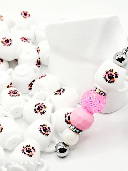 Best Dog Mom 3D Cup Silicone Focal Bead – Pawprint 3D Pen & Keychain Bead (Set of 1, 2 or 5)