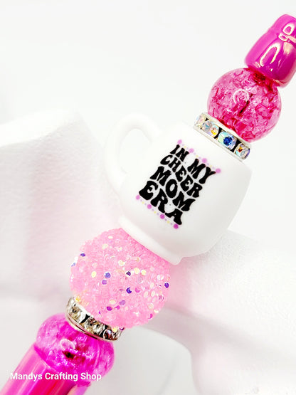 Cheer Mom Era Cup Focal Bead – Cheerleading 3D Pen & Keychain Bead (Set of 1, 2 or 5)