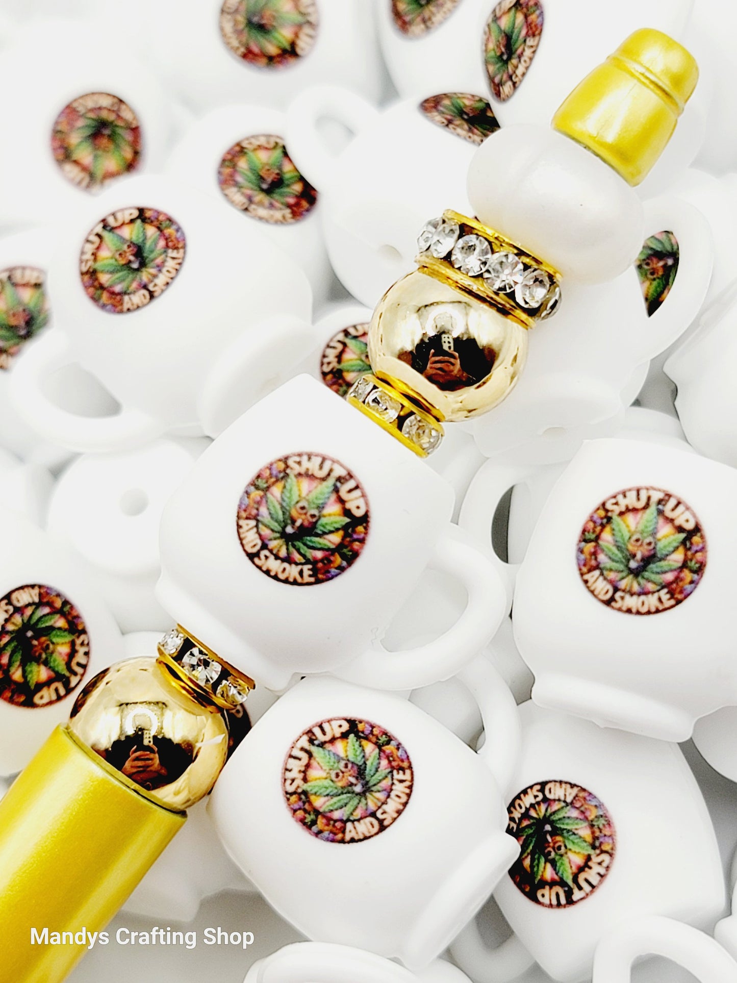 Shut Up and Smoke Coffee Cup 3D Silicone Focal Bead – Funny 420 Pen Bead (Set of 1, 2 or 5)