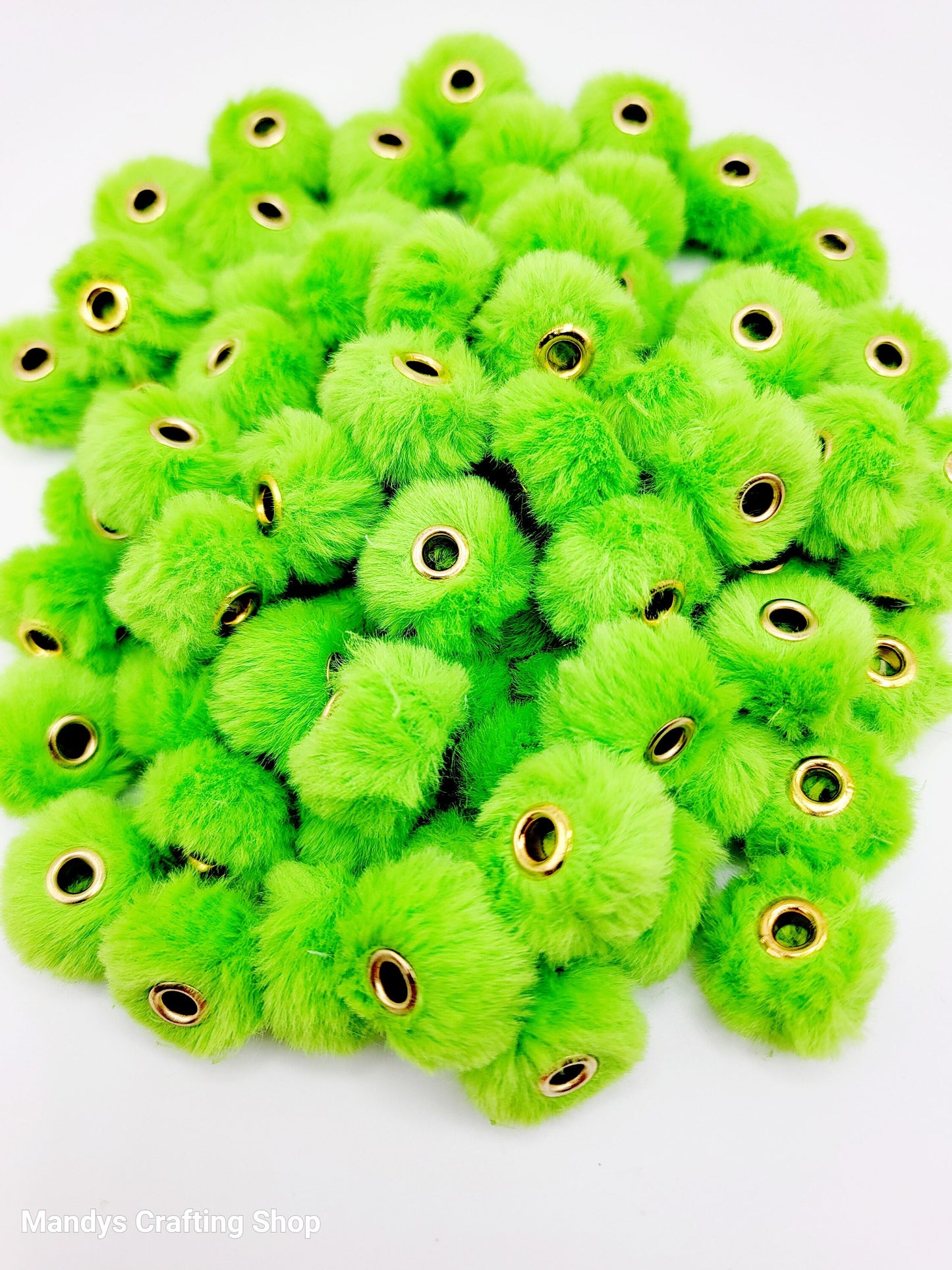 Spring Green Faux Fur Beads – Fuzzy Pom Pom Spacer Beads for Pens, Keychains & DIY Crafts (Set of 10)