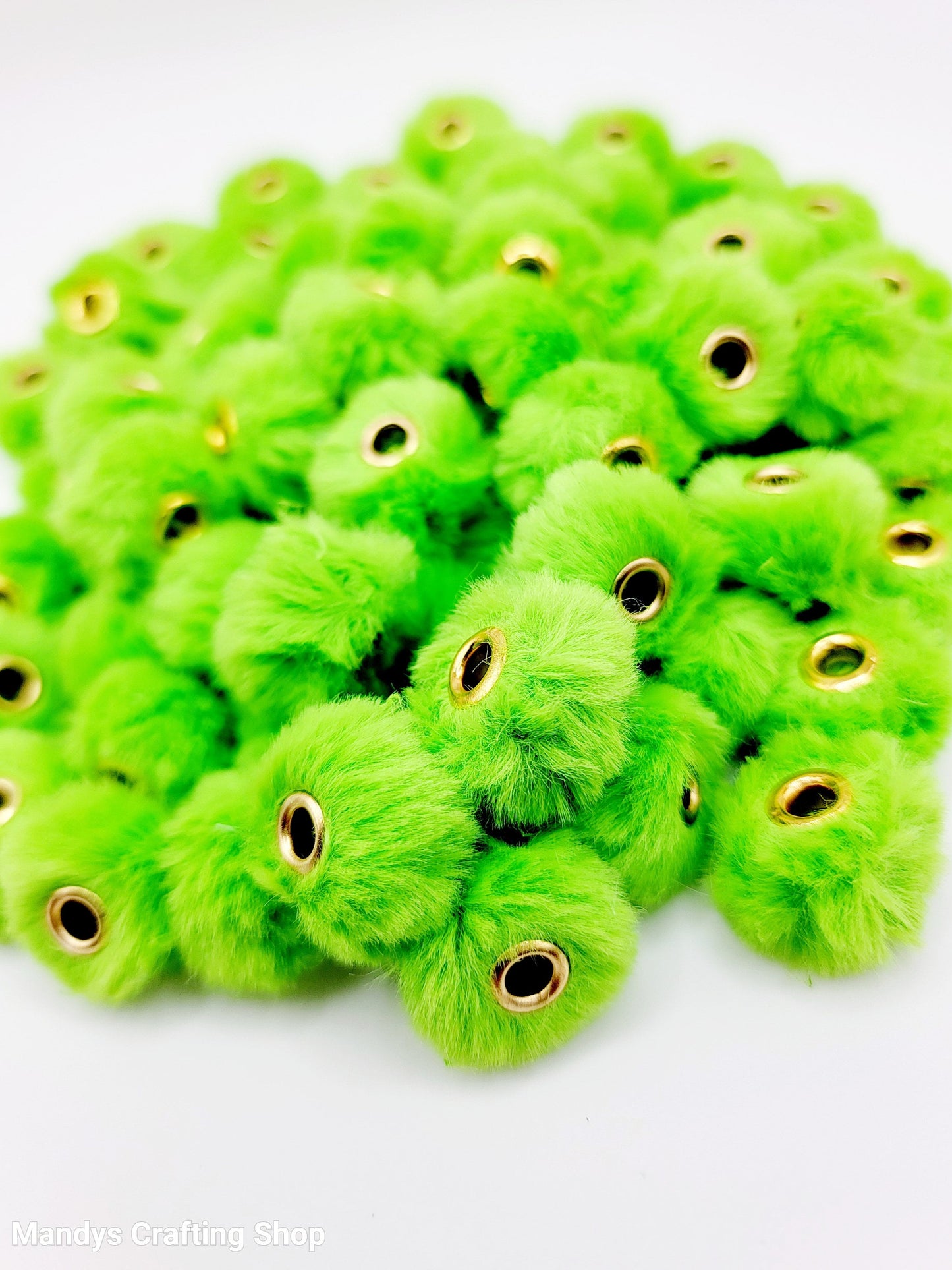 Spring Green Faux Fur Beads – Fuzzy Pom Pom Spacer Beads for Pens, Keychains & DIY Crafts (Set of 10)