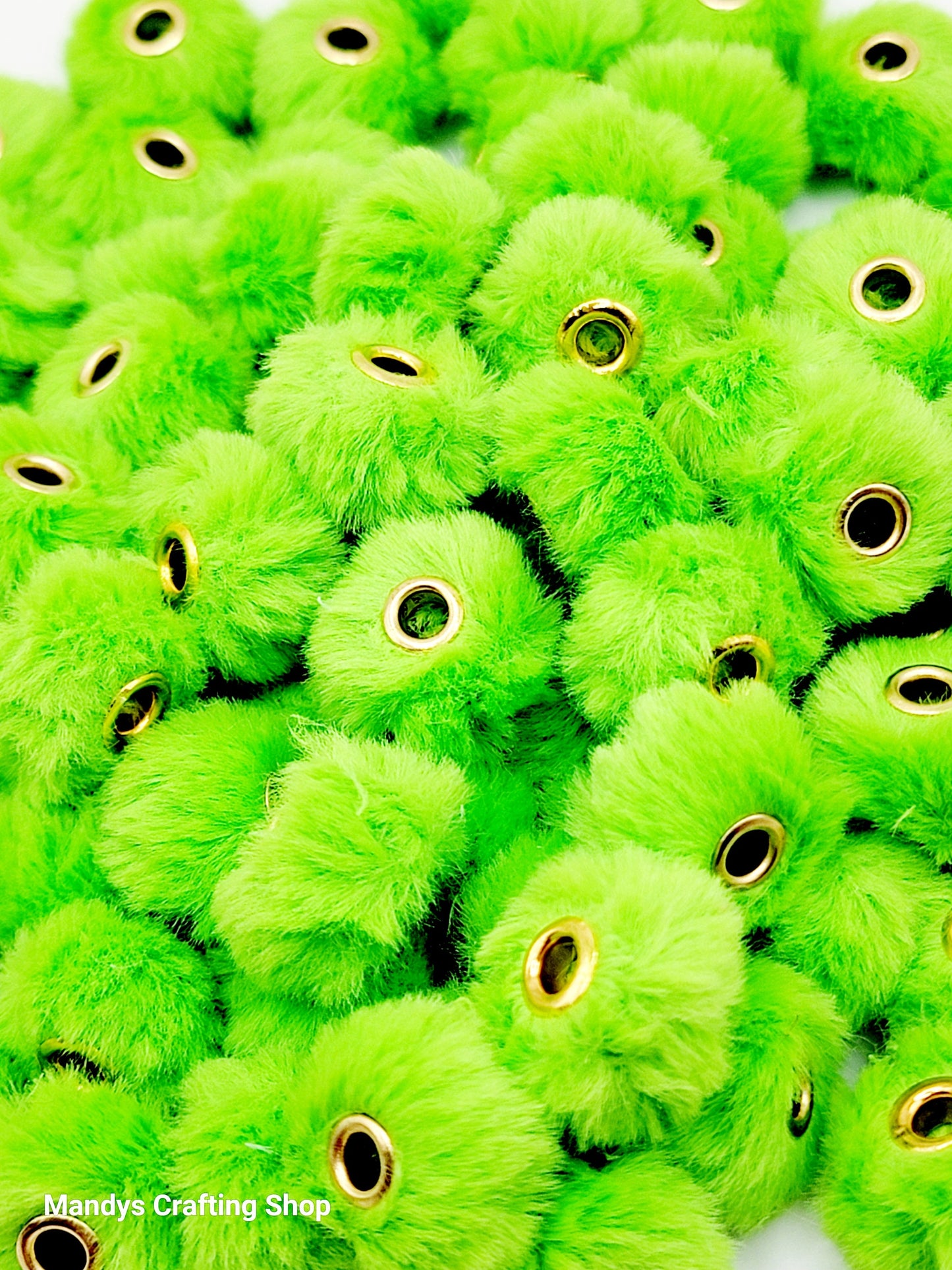 Spring Green Faux Fur Beads – Fuzzy Pom Pom Spacer Beads for Pens, Keychains & DIY Crafts (Set of 10)