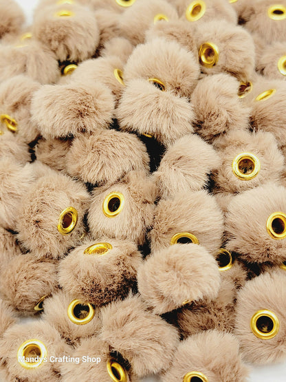 Dark Brown Faux Fur Beads – Fuzzy Pom Pom Spacer Beads for Pens, Keychains & DIY Crafts (Set of 10)
