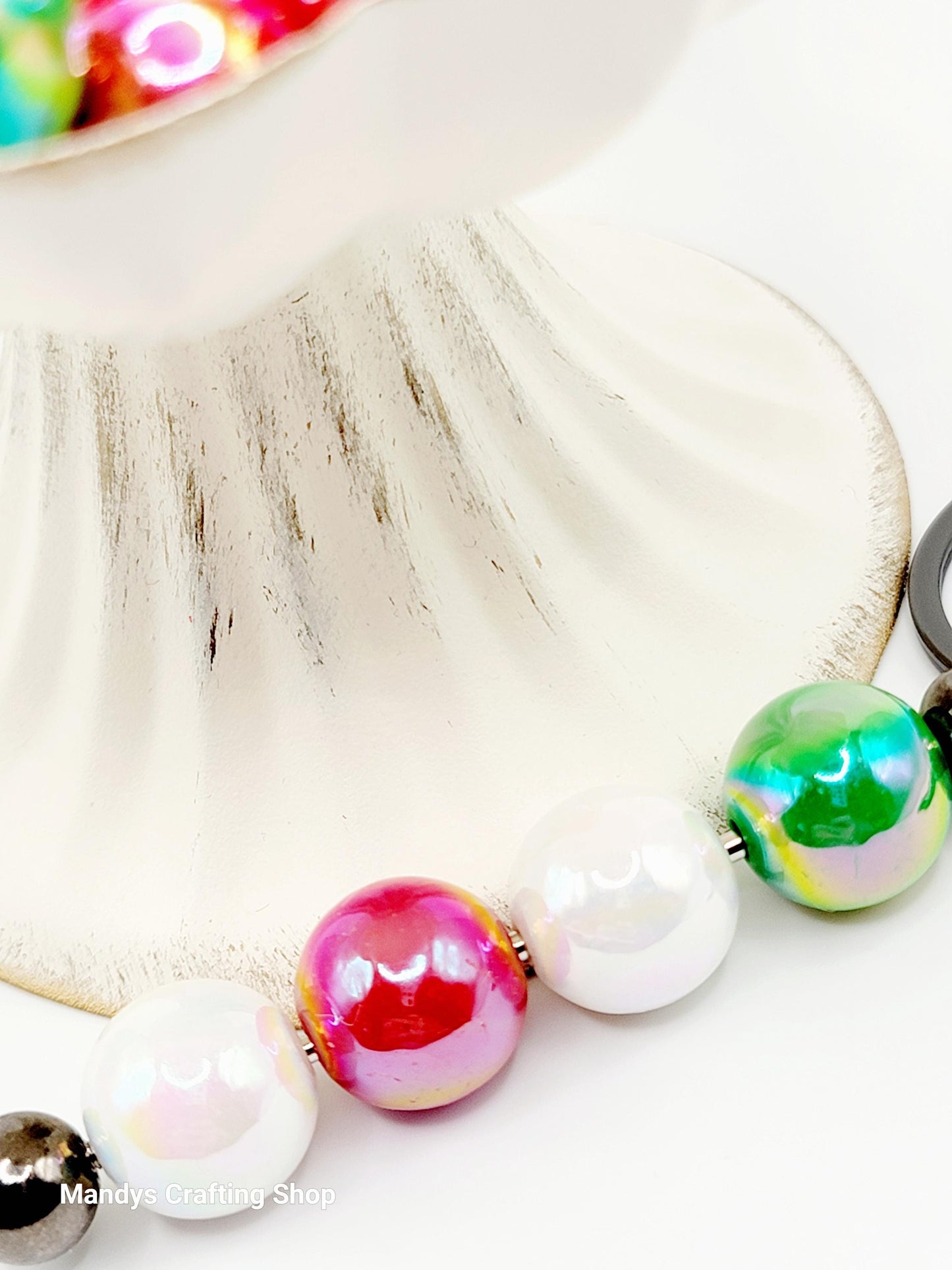Christmas Pearl Finish Acrylic Beads 16mm (Set of 10) – Red Green White Mix