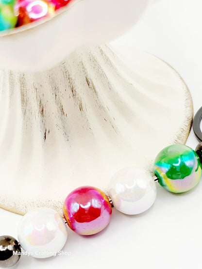 Christmas Pearl Finish Acrylic Beads 16mm (Set of 10) – Red Green White Mix