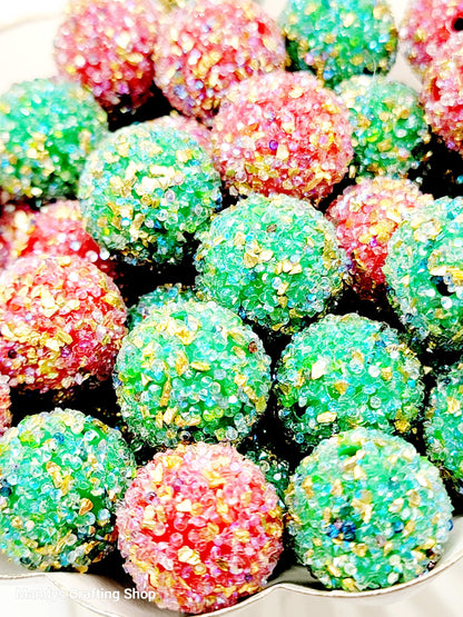 20mm Christmas Mix Sugar Bubblegum Bead (Set of 5) - Red and Green