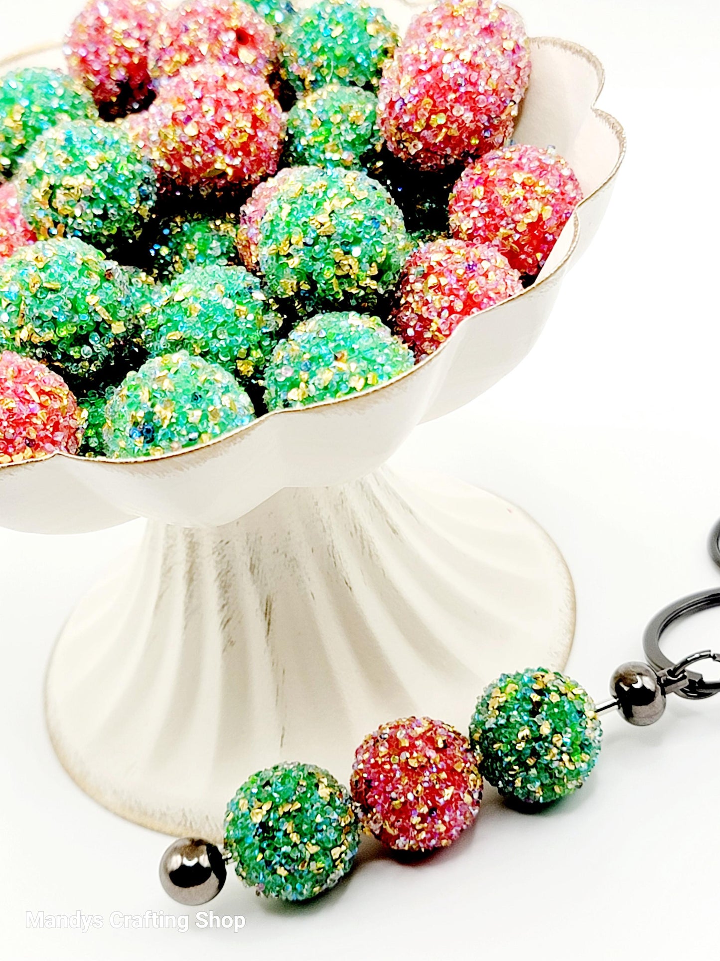 20mm Christmas Mix Sugar Bubblegum Bead (Set of 5) - Red and Green