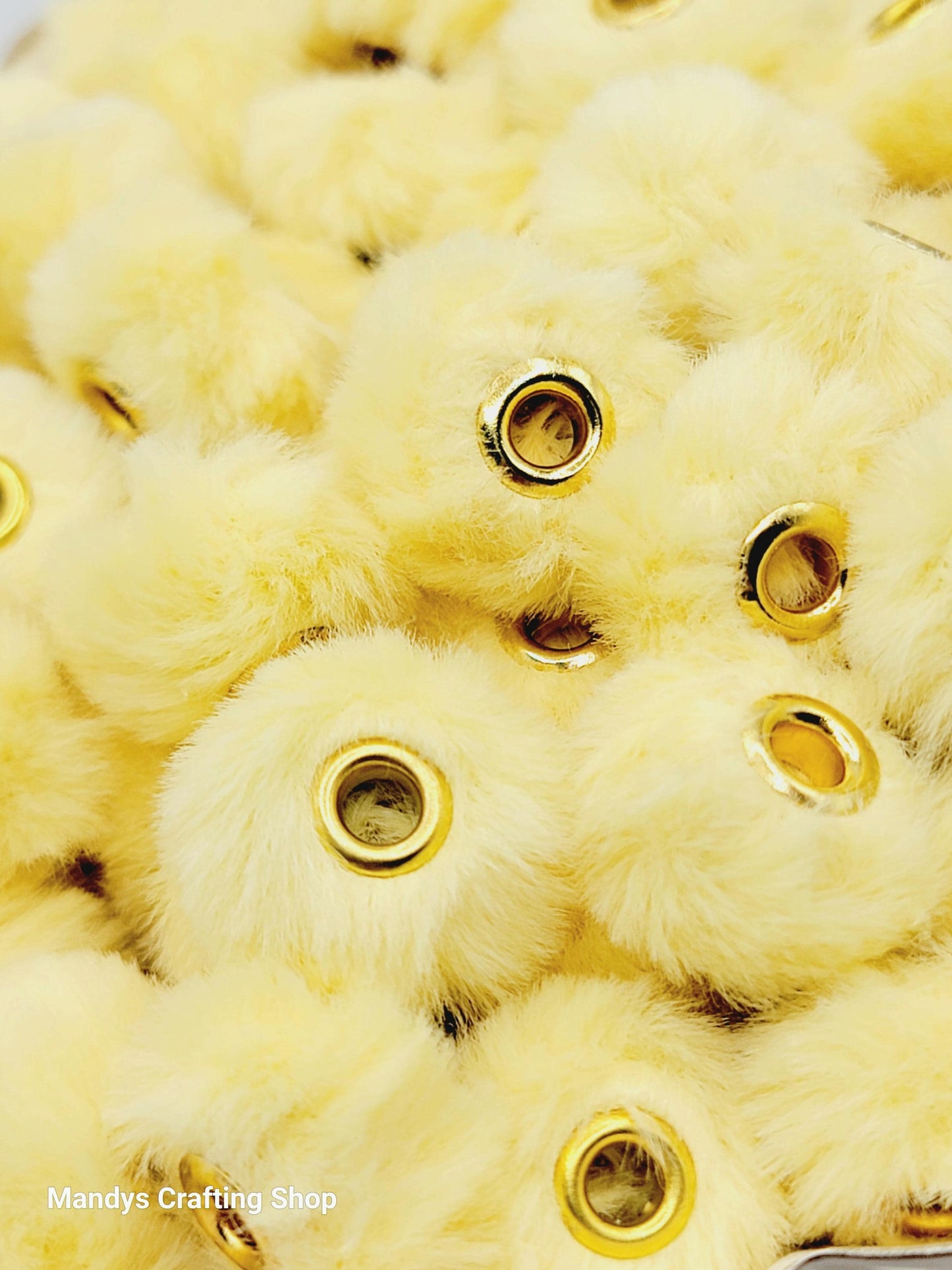 Chick Yellow Faux Fur Bead – Fuzzy Pom Pom Spacer Bead for Pens, Keychains & DIY Crafts (Set of 10)