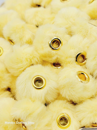 Chick Yellow Faux Fur Bead – Fuzzy Pom Pom Spacer Bead for Pens, Keychains & DIY Crafts (Set of 10)