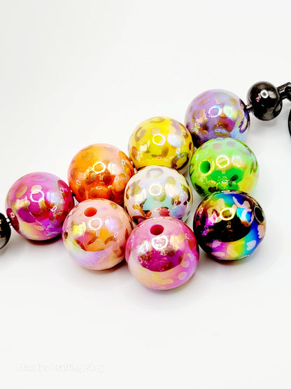 16mm Colorful Leopard Print Acrylic Beads (Set of 10)