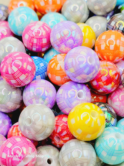 16mm Basket Weave Acrylic Beads (Set of 5)
