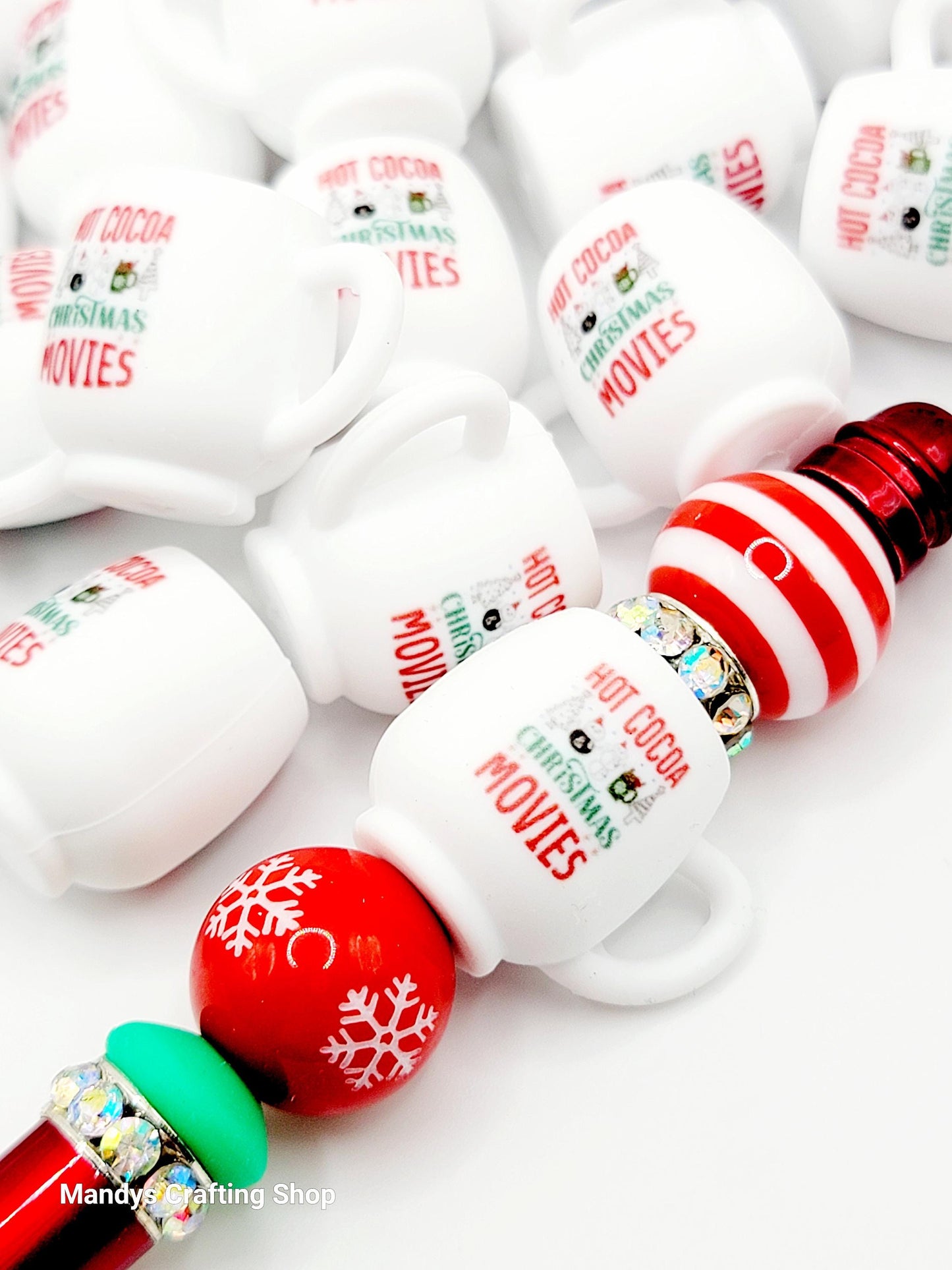 Christmas Movies 3D Cup Silicone Focal Bead – Hot Cocoa Cup 3D Pen & Keychain Bead (Set of 1, 2 or 5)
