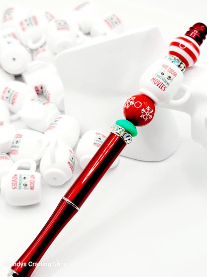 Christmas Movies 3D Cup Silicone Focal Bead – Hot Cocoa Cup 3D Pen & Keychain Bead (Set of 1, 2 or 5)
