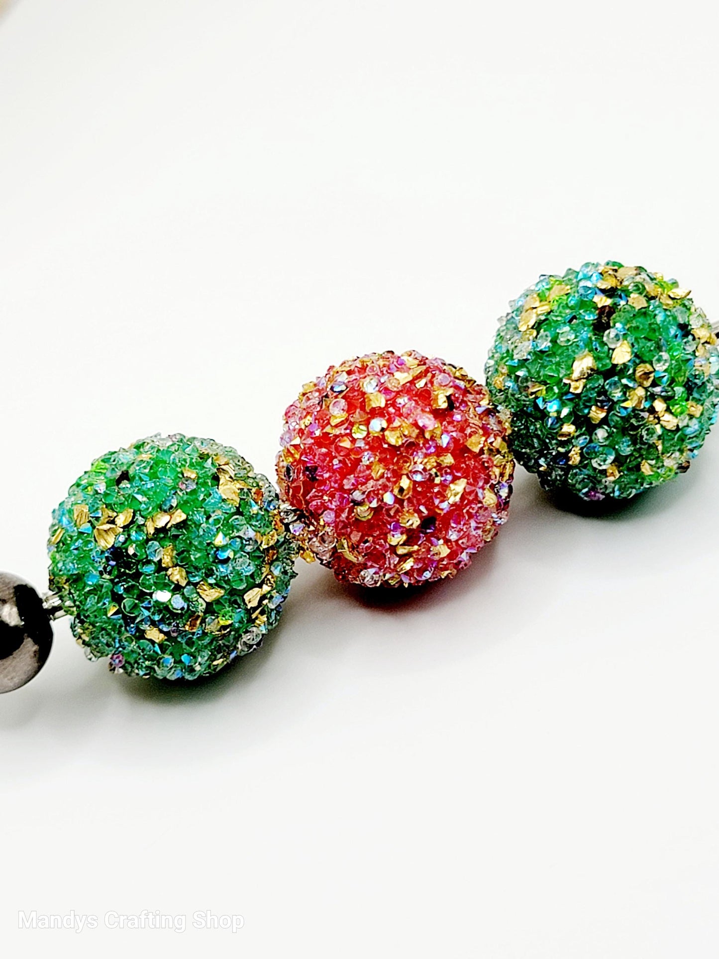 20mm Christmas Mix Sugar Bubblegum Bead (Set of 5) - Red and Green