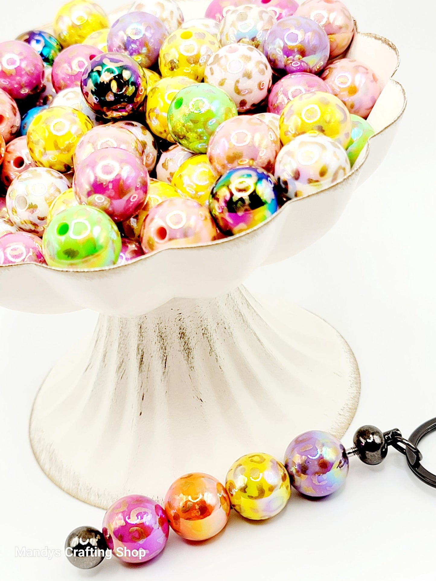 16mm Colorful Leopard Print Acrylic Beads (Set of 10)