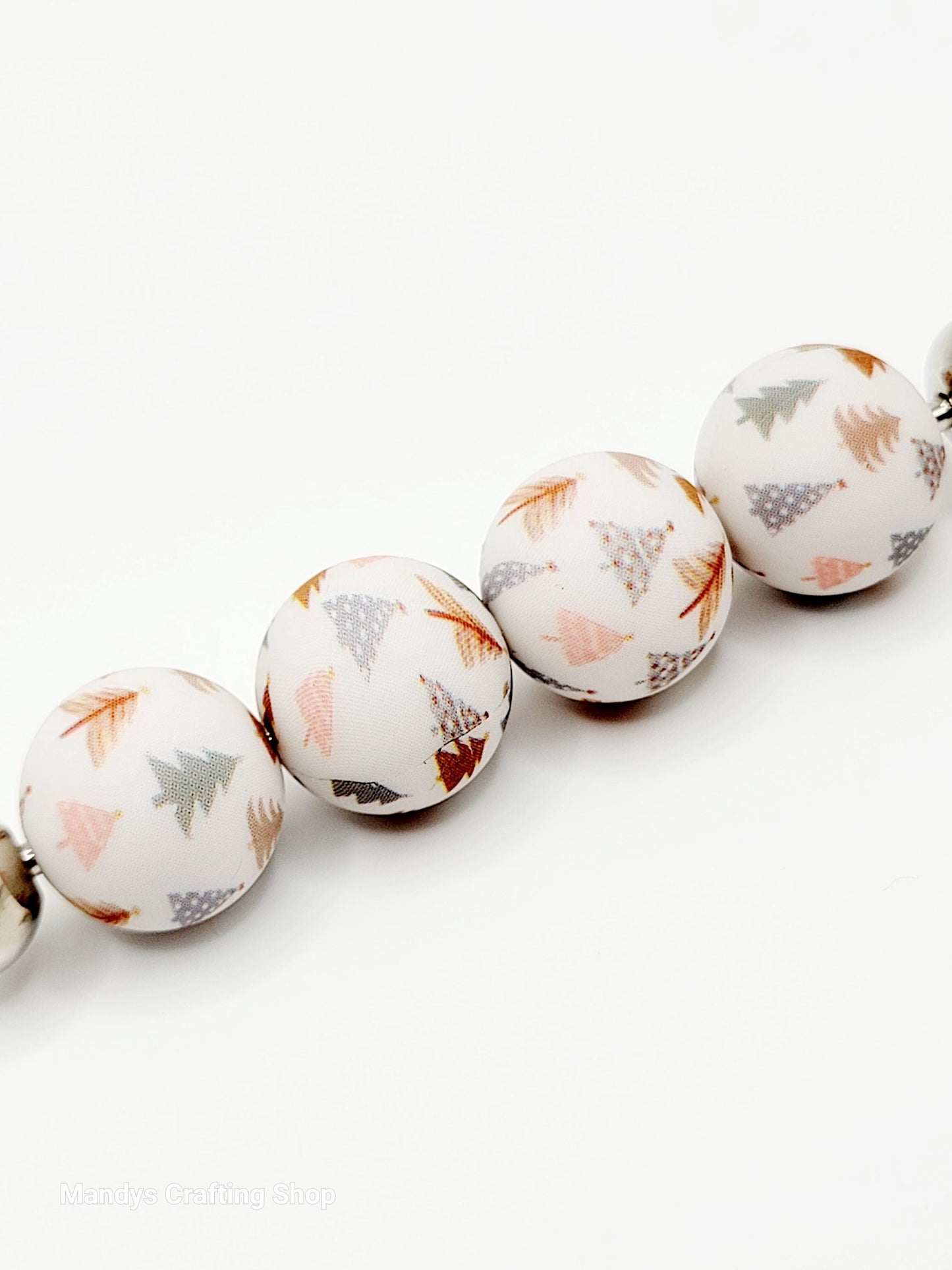 15mm Printed Bohemian Christmas Tree Silicone Beads – Round Holiday Beads for Pens & Wristlets