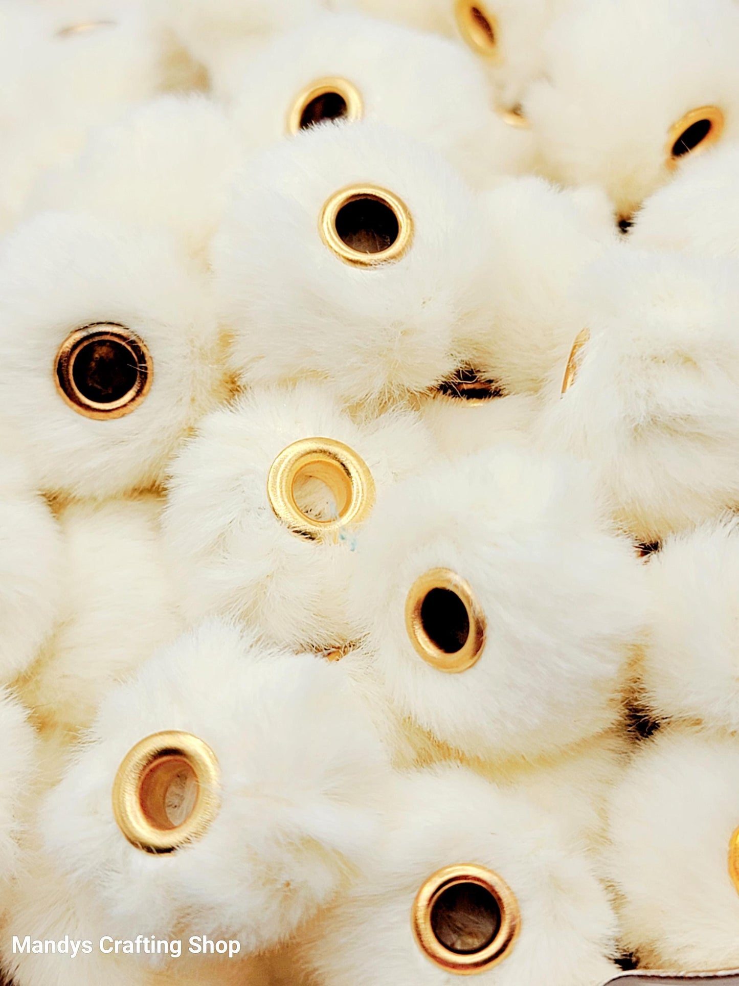 Cream Faux Fur Beads – Fuzzy Pom Pom Spacer Beads for Pens, Keychains & DIY Crafts (Set of 10)