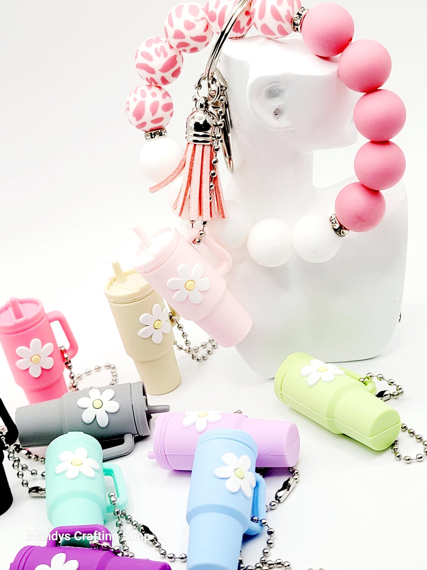 Mini Tumbler Keychain – Cute Flower Cup Wristlet Charm