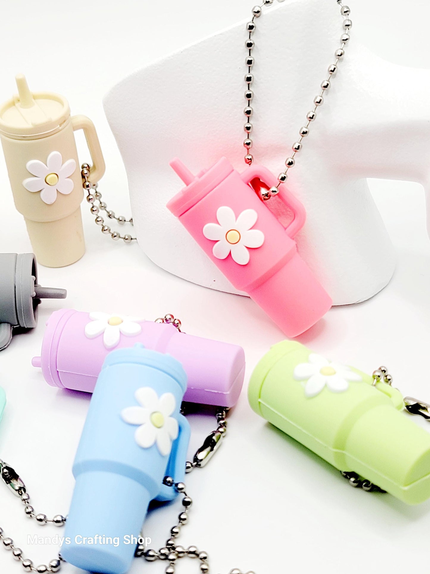 Mini Tumbler Keychain – Cute Flower Cup Wristlet Charm