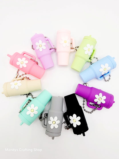 Mini Tumbler Keychain – Cute Flower Cup Wristlet Charm