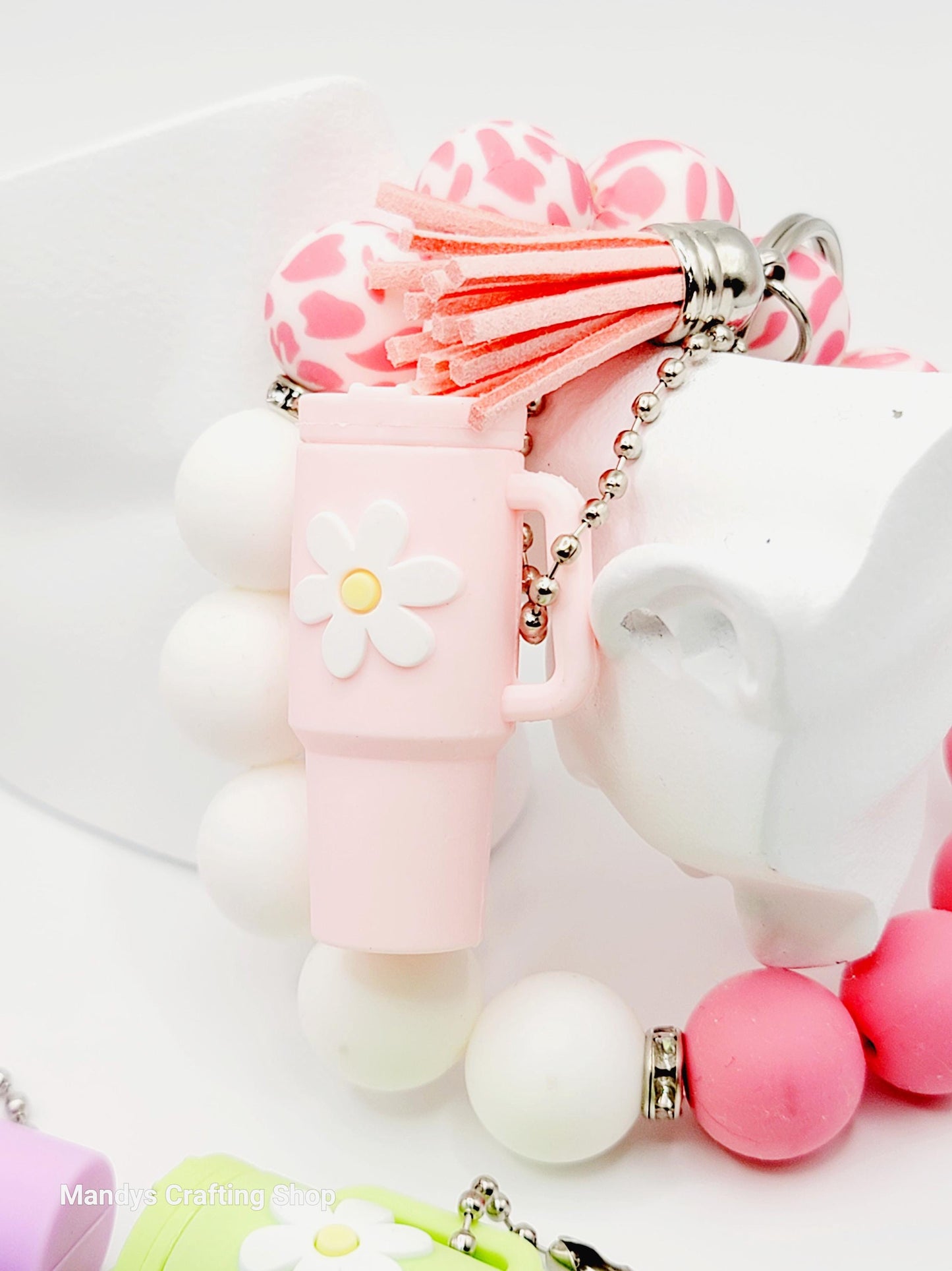 Mini Tumbler Keychain – Cute Flower Cup Wristlet Charm