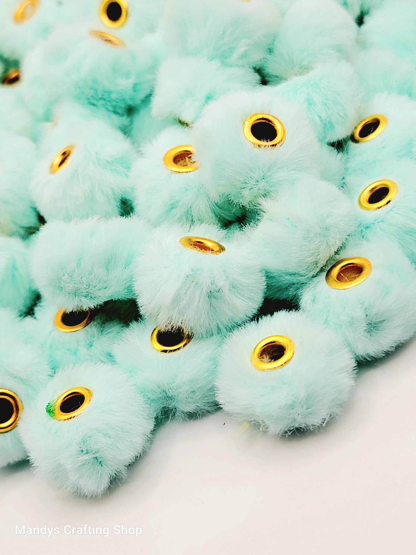 Light Turquoise Faux Fur Beads – Fuzzy Pom Pom Spacer Beads for Pens, Keychains & DIY Crafts (Set of 10)