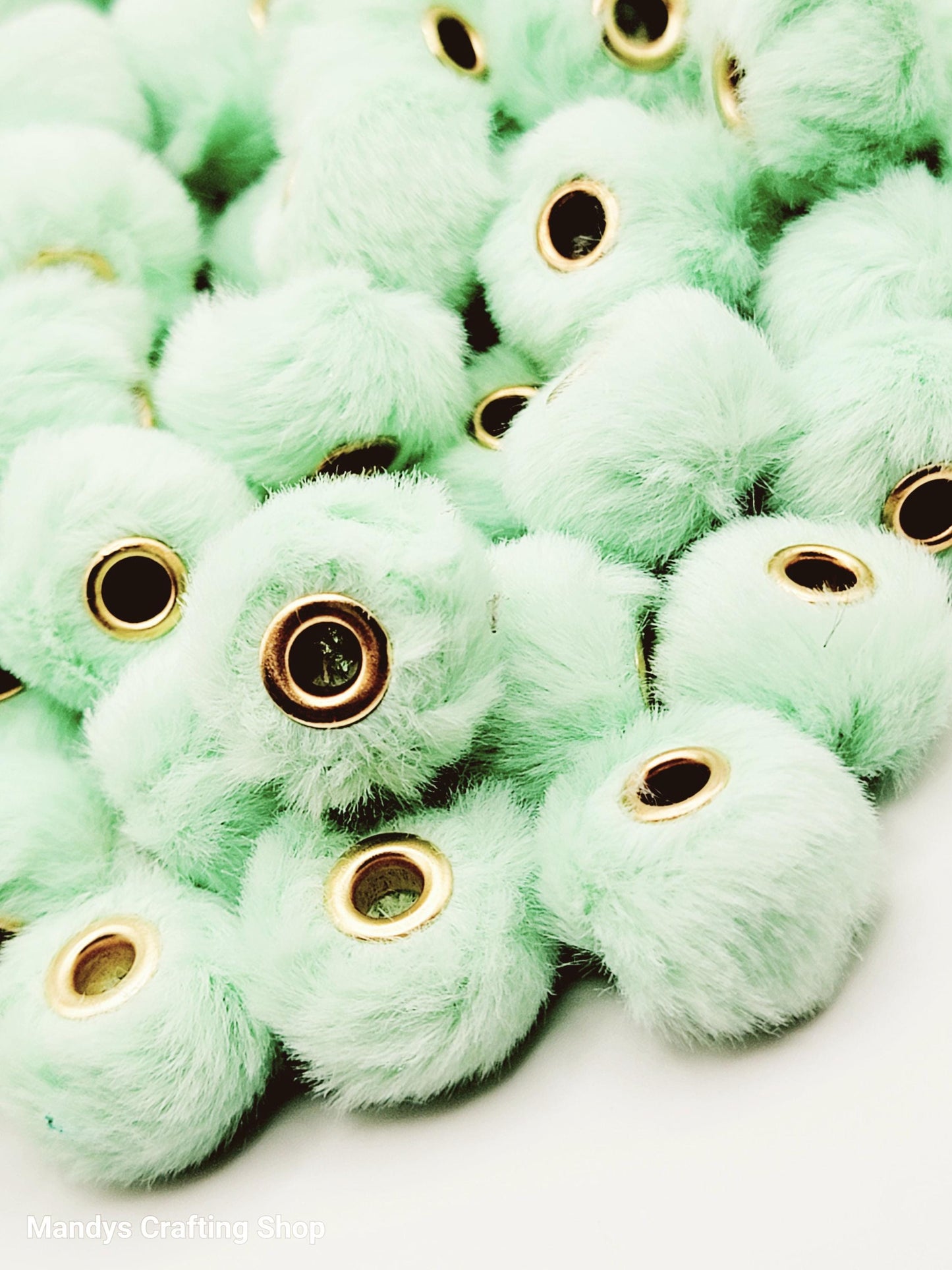 Mint Green Faux Fur Beads – Fuzzy Spacer Beads for Pens, Keychains & DIY Crafts (Set of 10)
