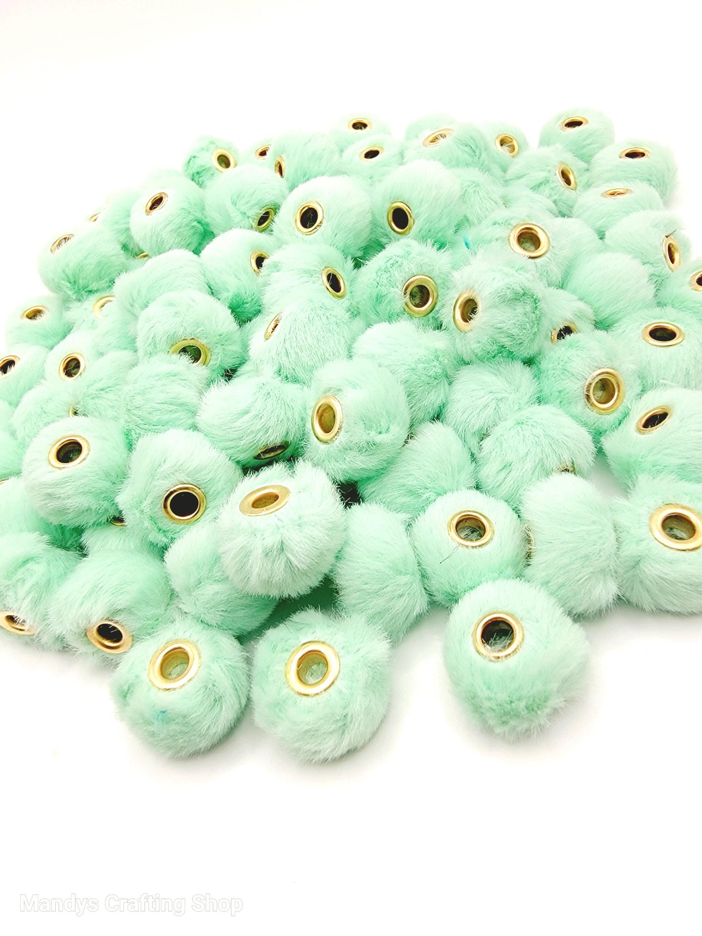 Mint Green Faux Fur Beads – Fuzzy Spacer Beads for Pens, Keychains & DIY Crafts (Set of 10)